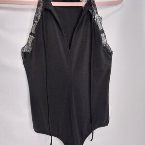 Marciano Lace Sleeveless V-Neck Black Medium Bodysuit
